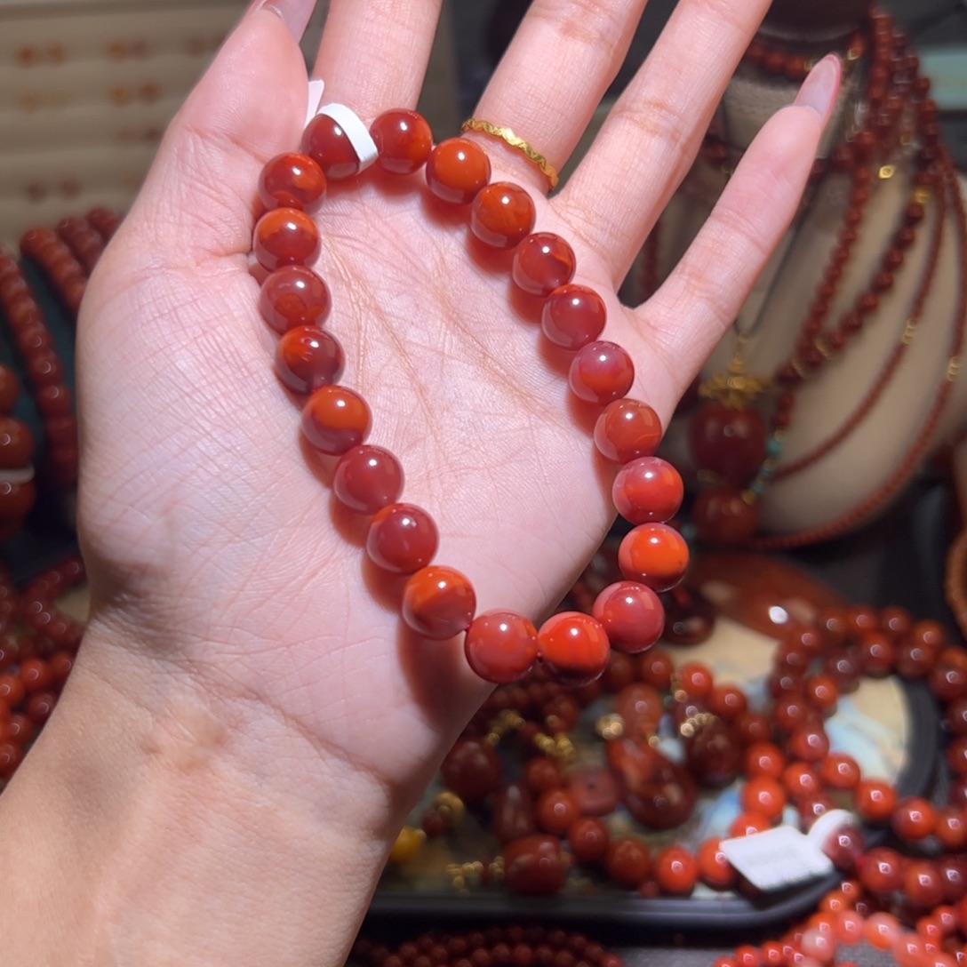 南红玛瑙未镶嵌手链9m