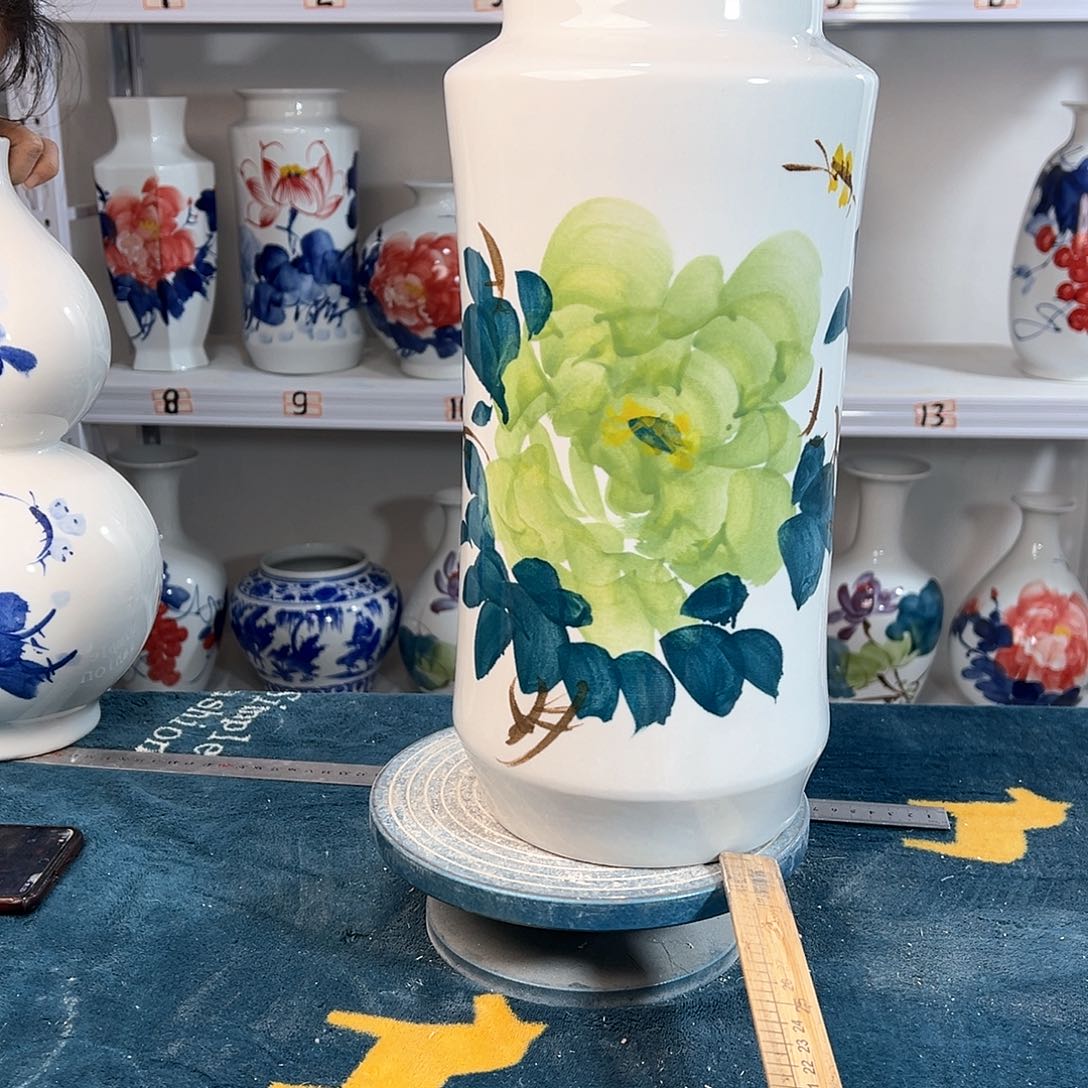 摆件景德镇陶瓷书绿牡