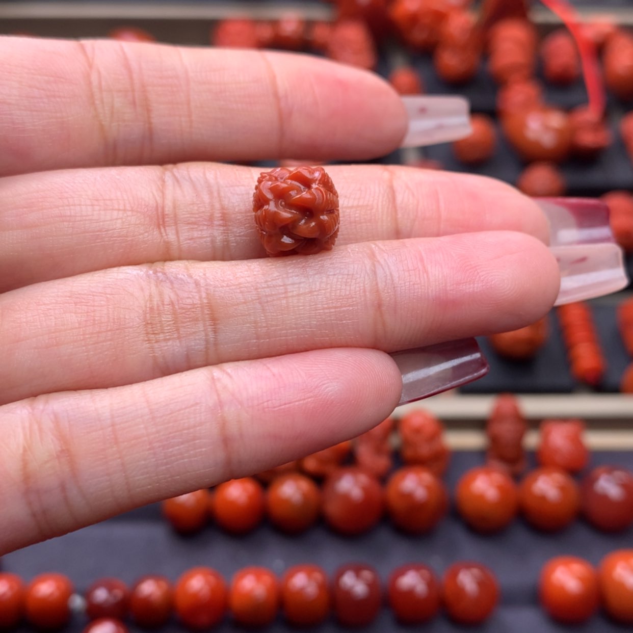 【闪购商品】南红玛瑙吞噬单珠9mm➕未镶嵌笑*
