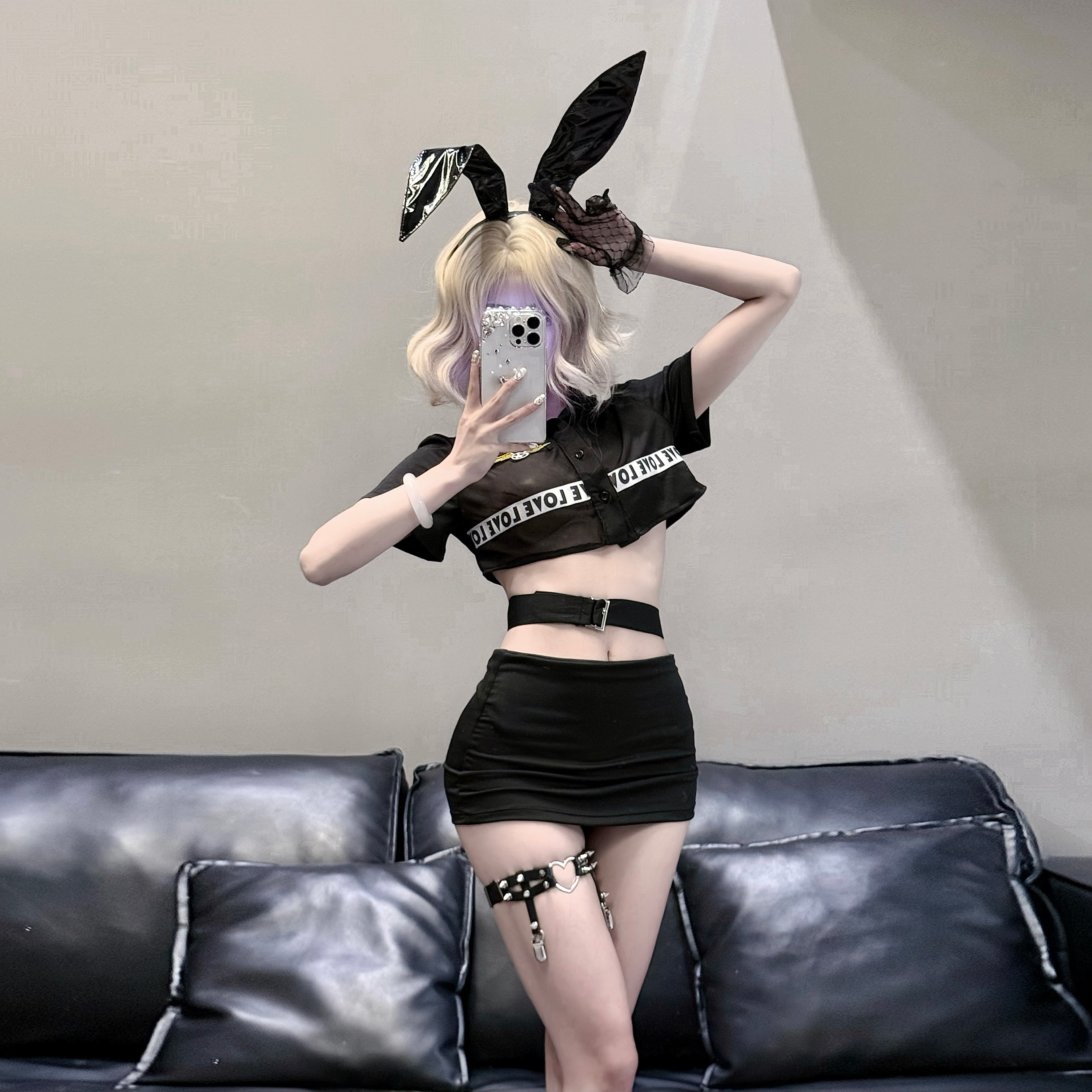 性感cos女警制服套装网纱拼接纯欲包臀qqny免脱挑逗