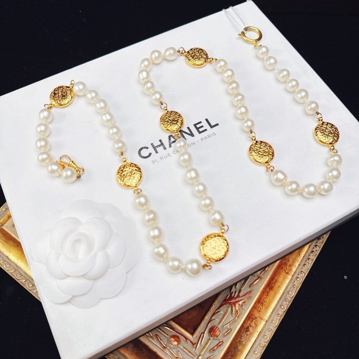 95新 Chanel/香奈儿 柚礼中古/香奈儿珍珠金币项链LH512017