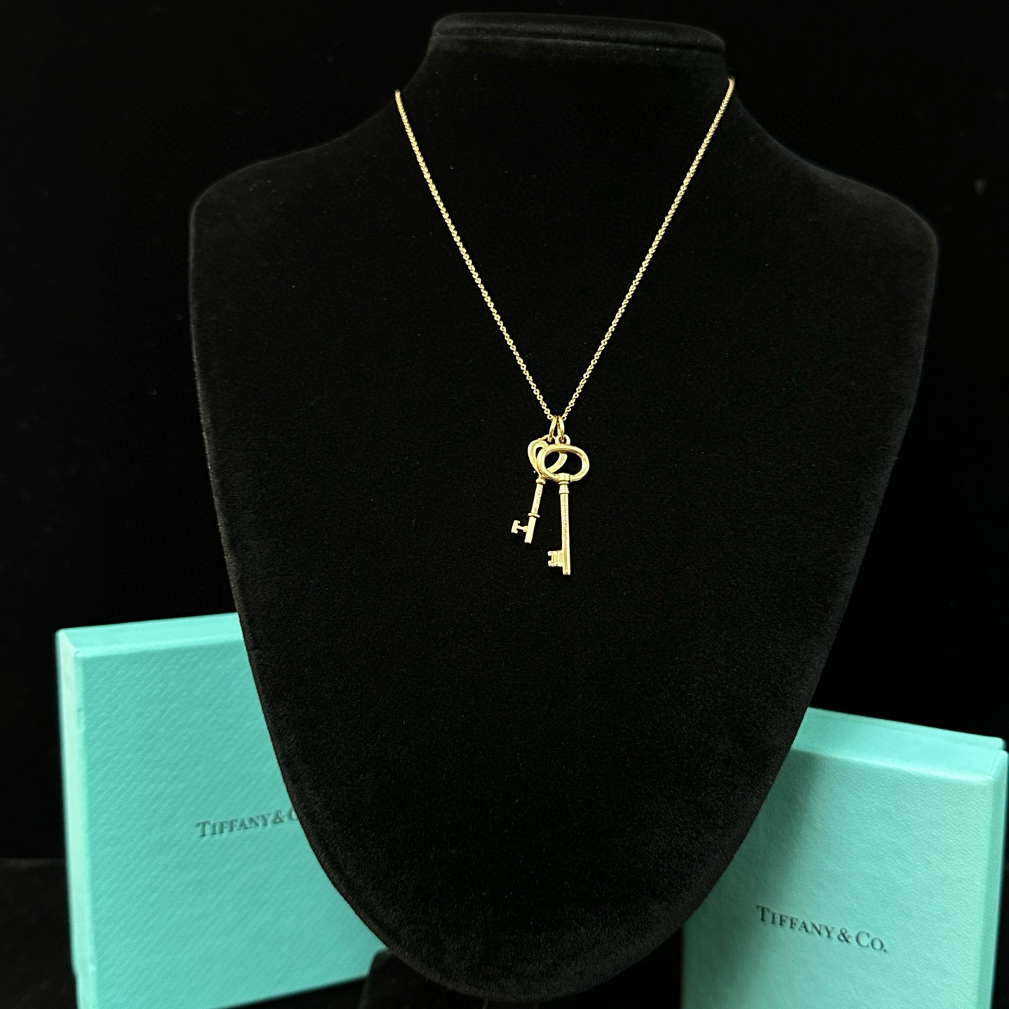 95新 Tiffany & Co./蒂芙尼 18K金钥匙吊坠项链 02098