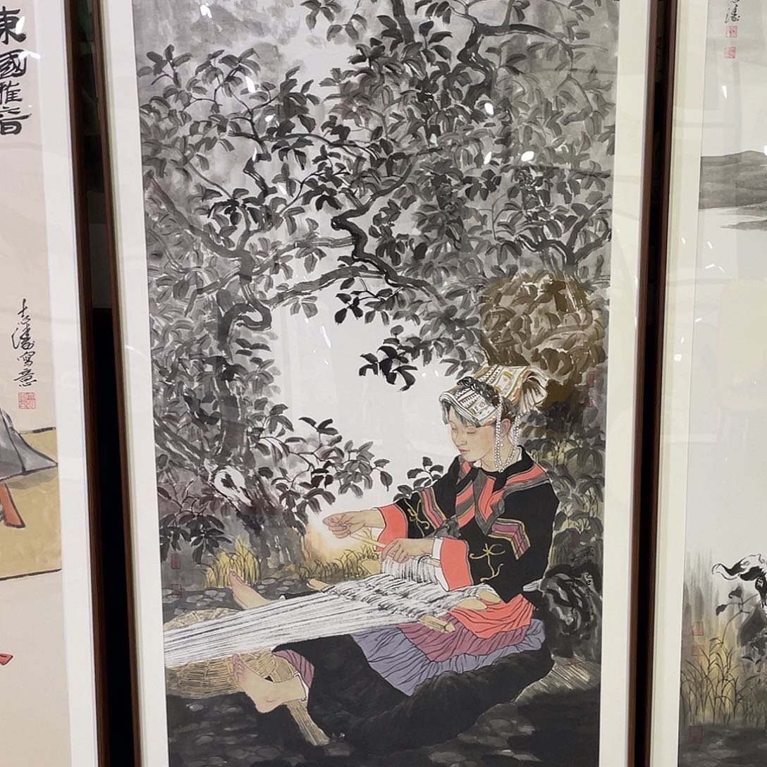 国画手绘画作品带框80/160