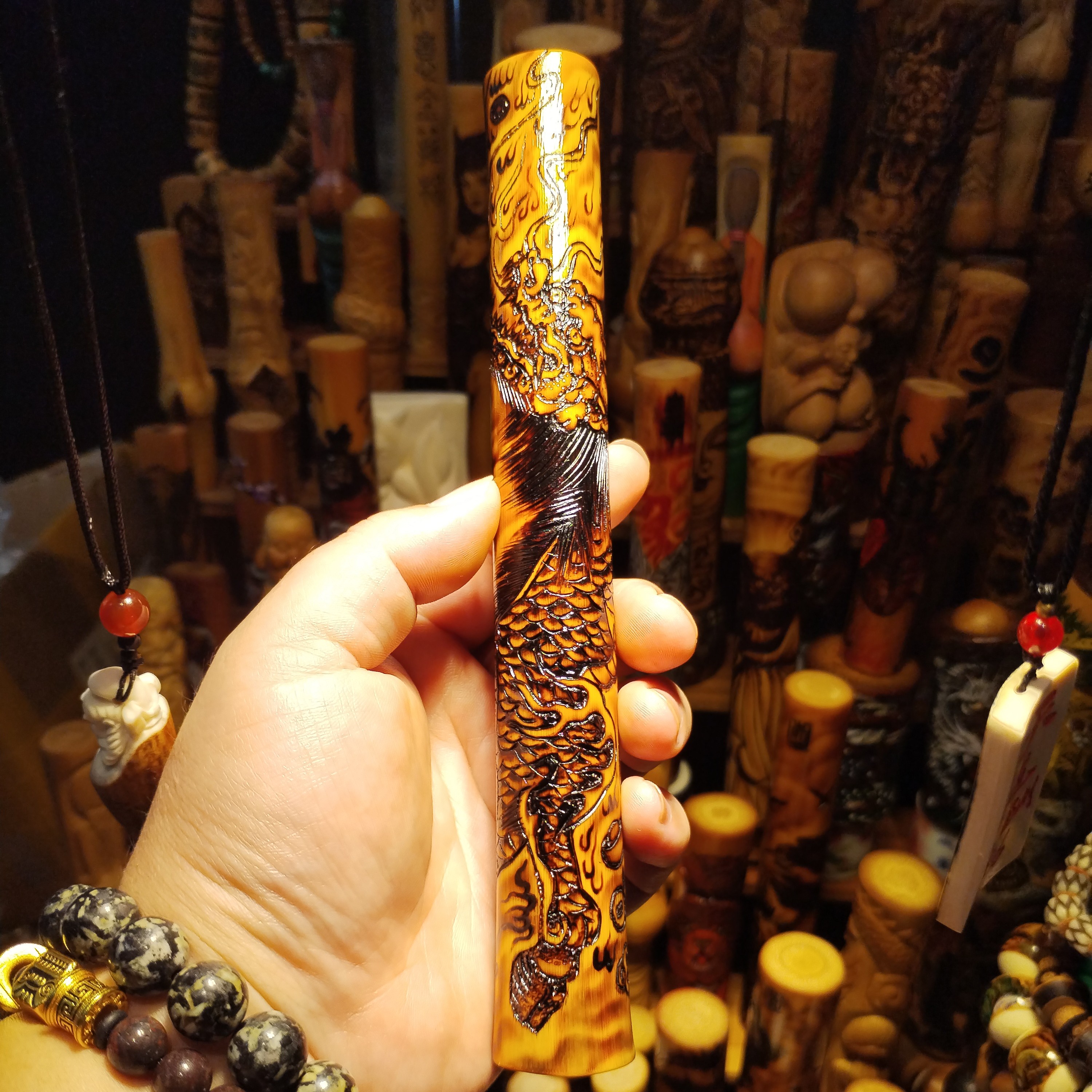 火刻麒麟献瑞图，高货一枚