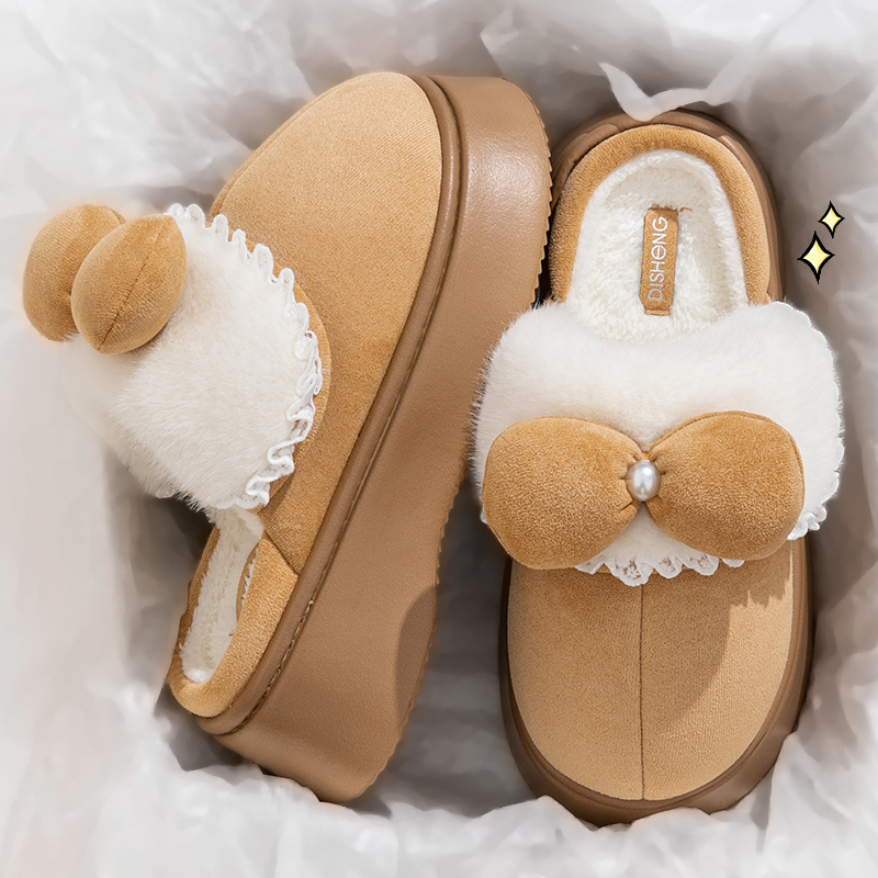 厚底棉拖鞋女款秋冬季2025新款家用防滑室内家居毛毛绒保暖棉拖女