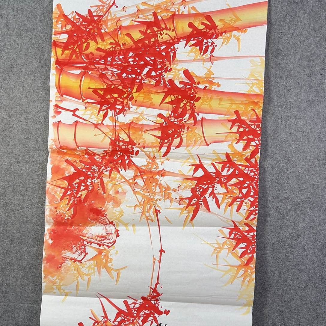 国画384 花鸟在树丛的顶端鸣叫叫声中