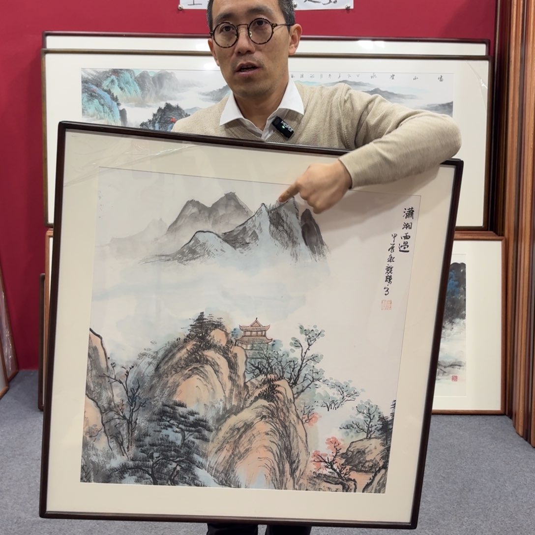 国画带框绘画80/80尺寸