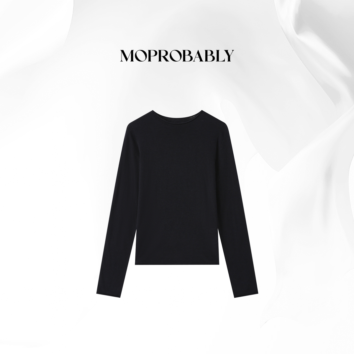 Moprobably贝贝 「卷边水溶」"绵羊毛"极简风打底长袖T恤L4376307