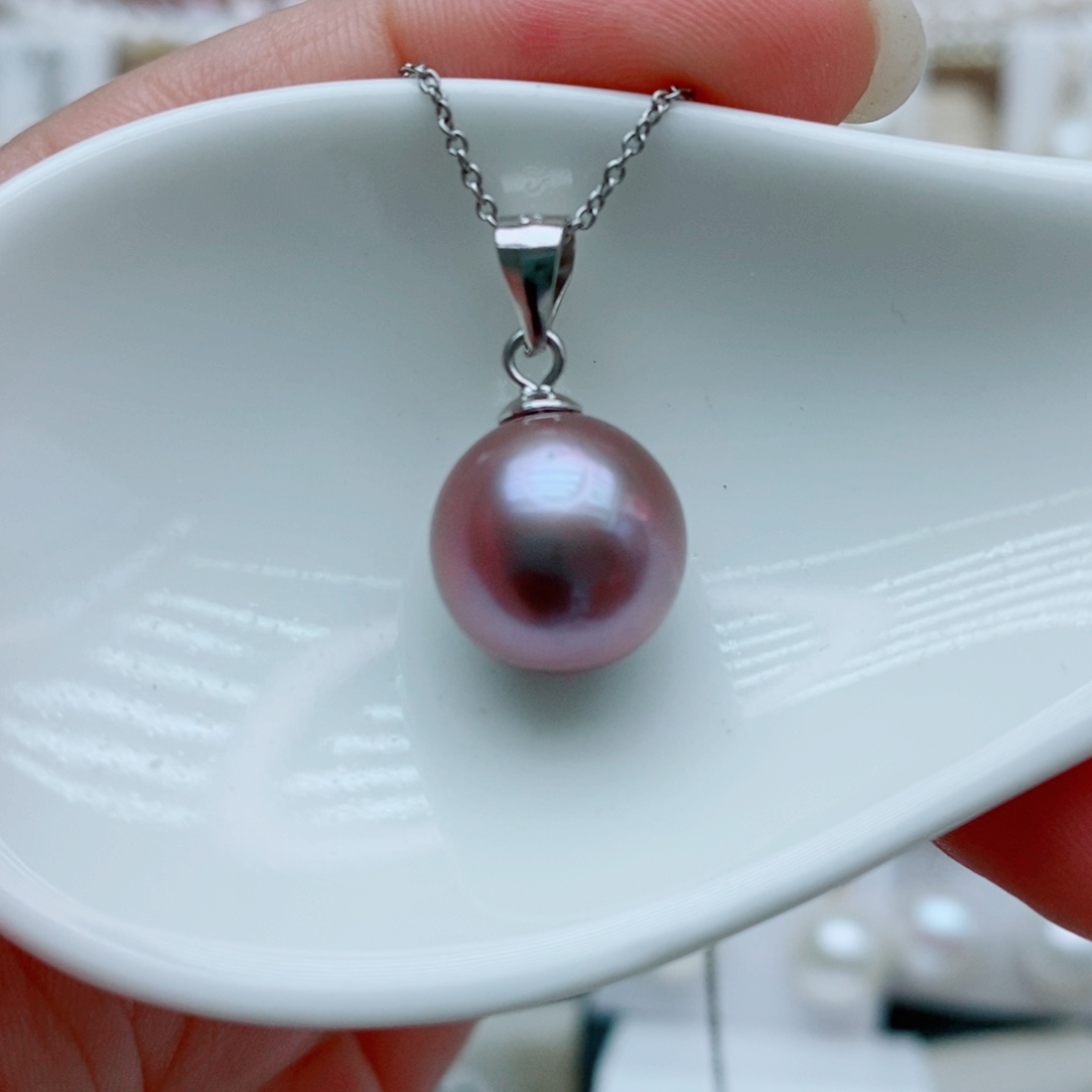 淡水珍珠银S925镶嵌颈饰11.9mm