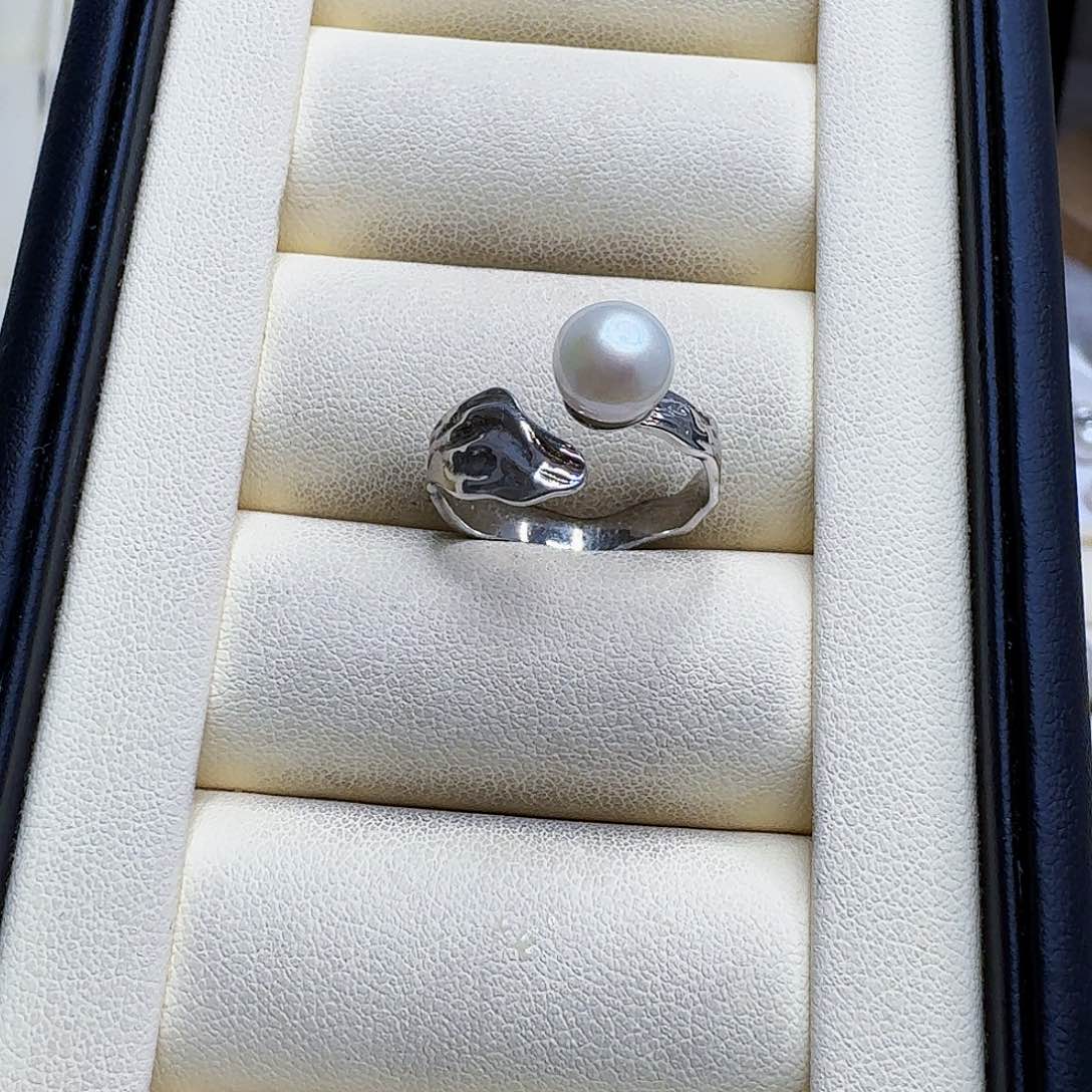 淡水珍珠戒指银S925镶嵌
