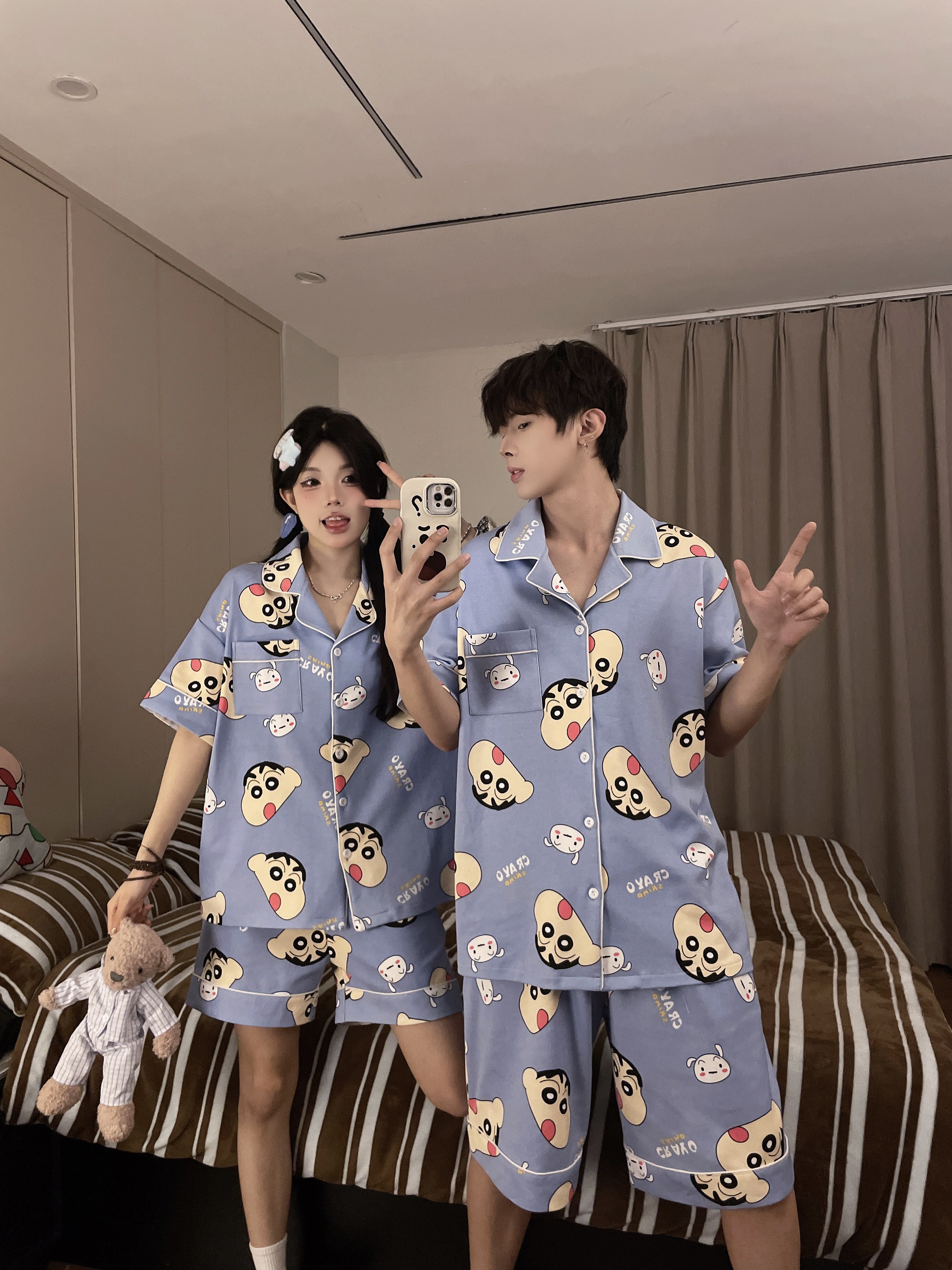 【情侣款两件套合集】纯棉睡衣女夏季两件套短袖短裤卡通套装家居服