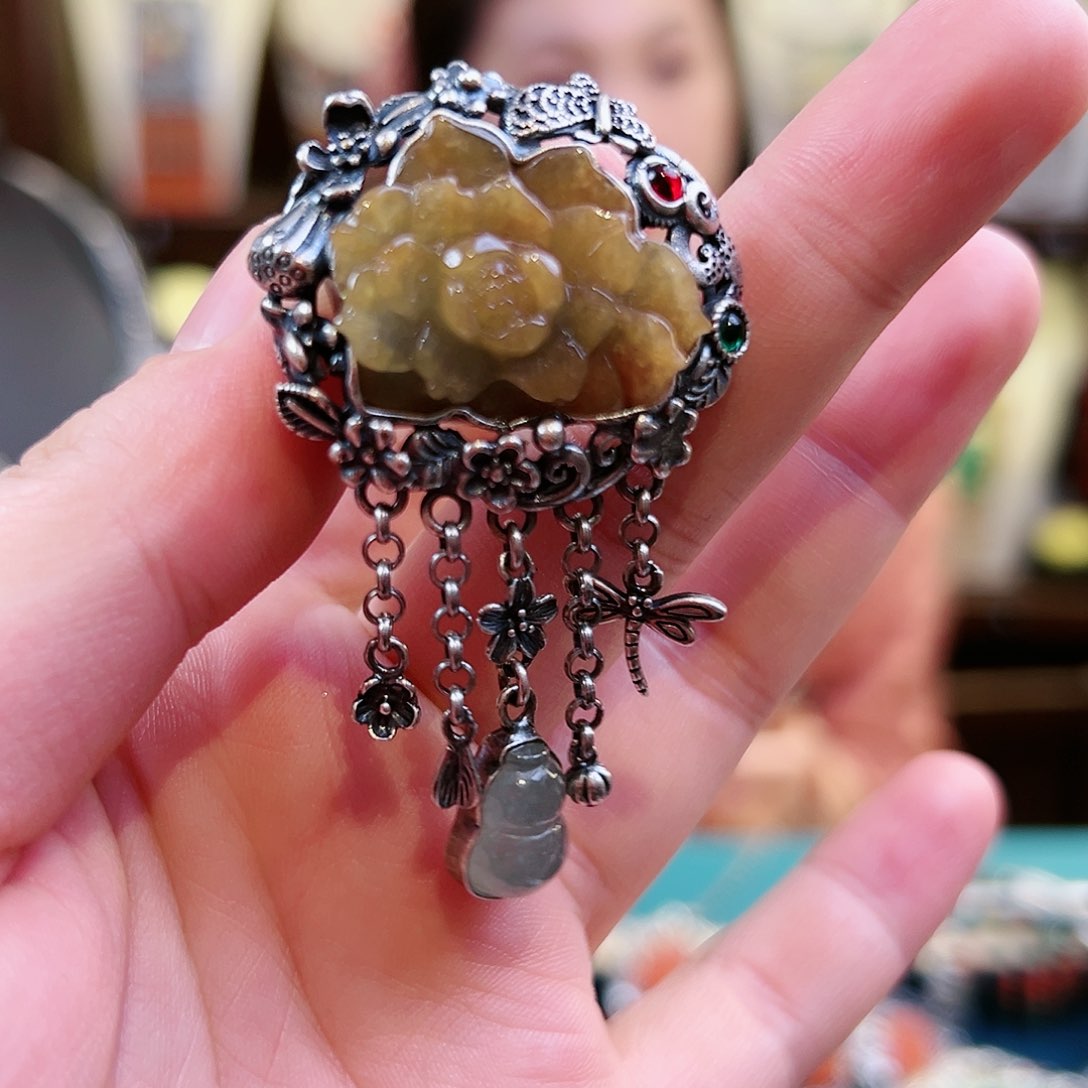 翡翠戒指银S925镶嵌戒指