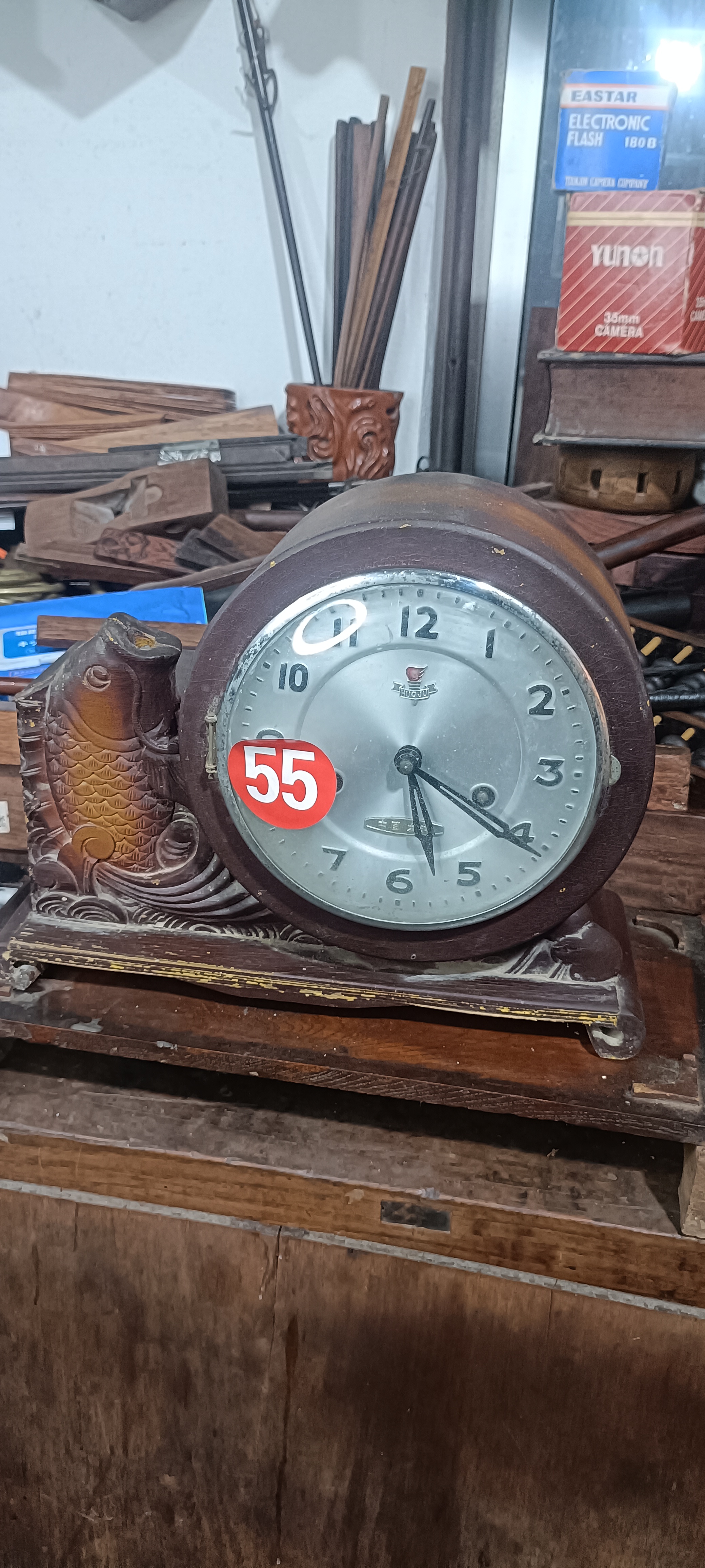 民俗座钟，大连火炬，鱼形钟，55号