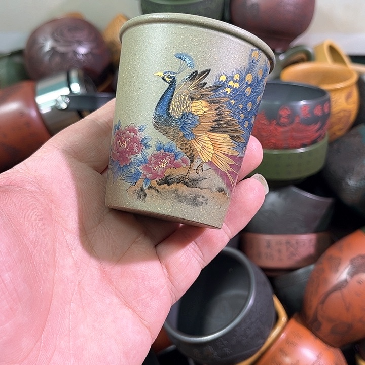 茶杯紫砂愿****莲全手工紫砂主人杯