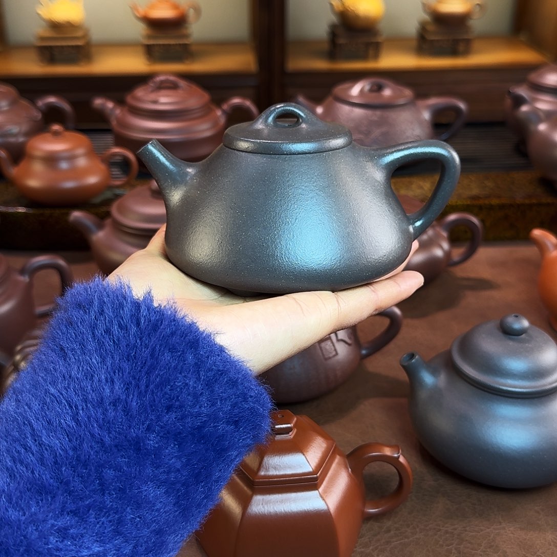 紫砂茶壶子冶石瓢，天青泥