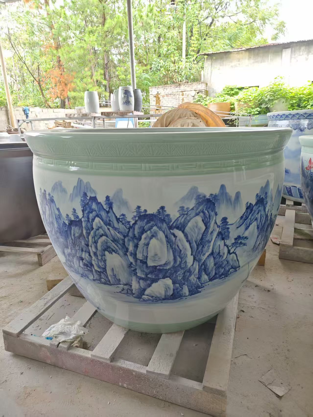 《1米雕刻山水》景德镇陶瓷大缸手绘手工庭院