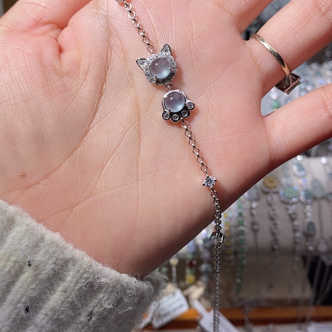 翡翠银S925镶嵌手链