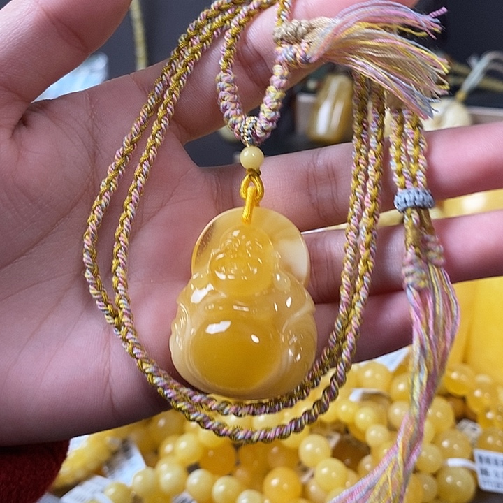 琥珀未镶嵌裸石弥勒佛