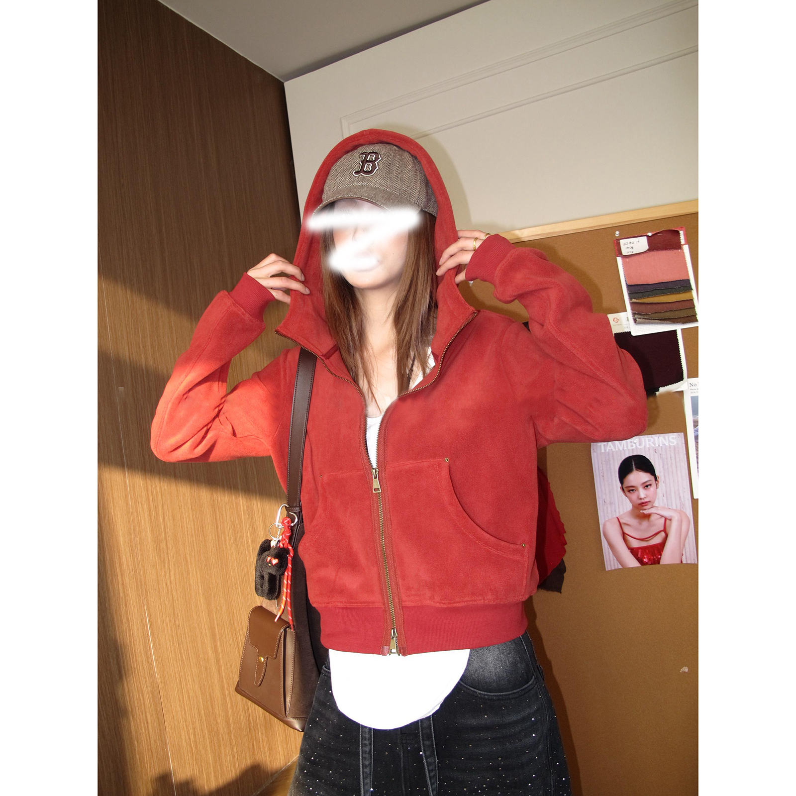 【周末出逃】秋冬新款美式复古重磅连帽卫衣外套女ins短款休闲时尚