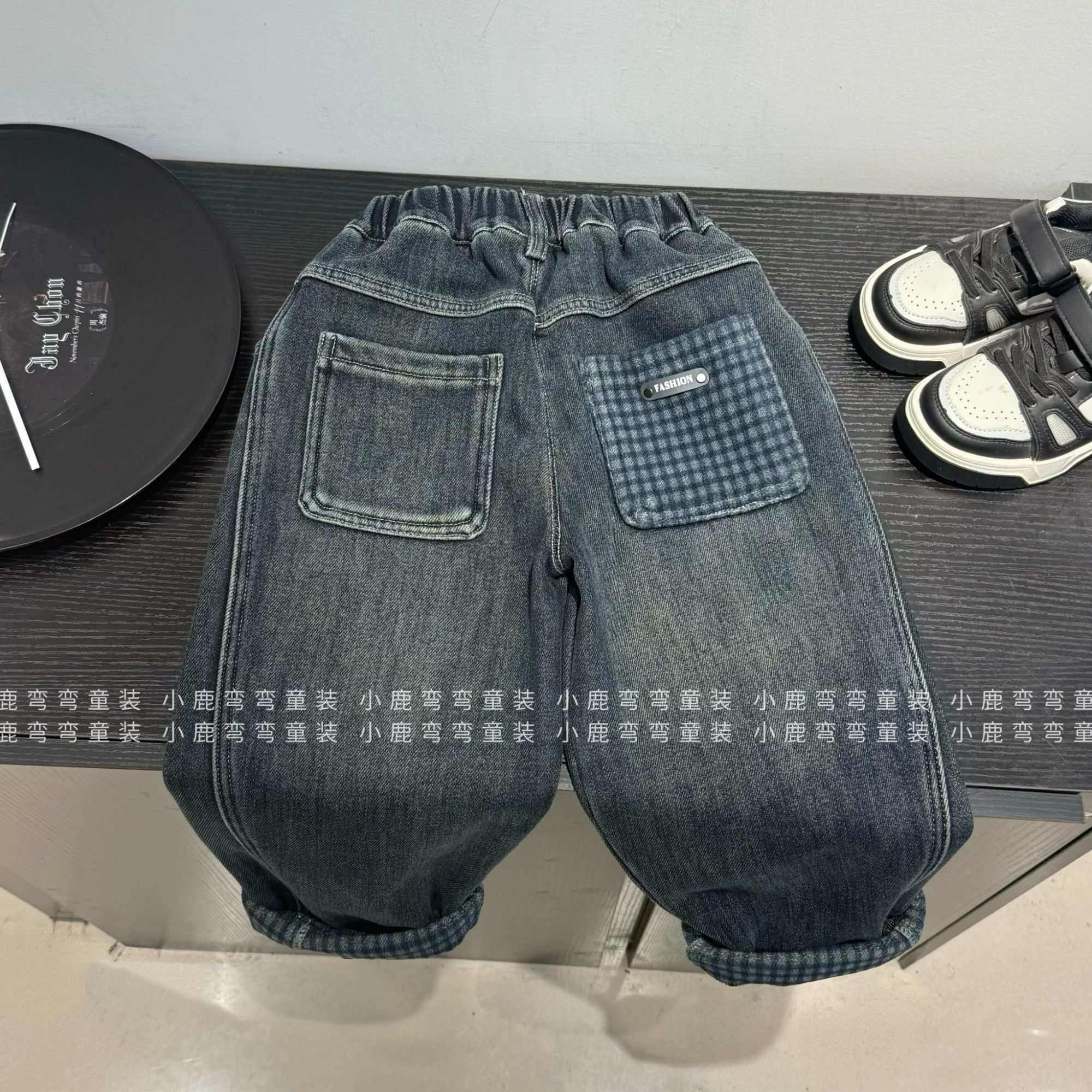 【小潮童】现货D25103男童冬季新款加绒加厚一体绒儿童牛仔裤