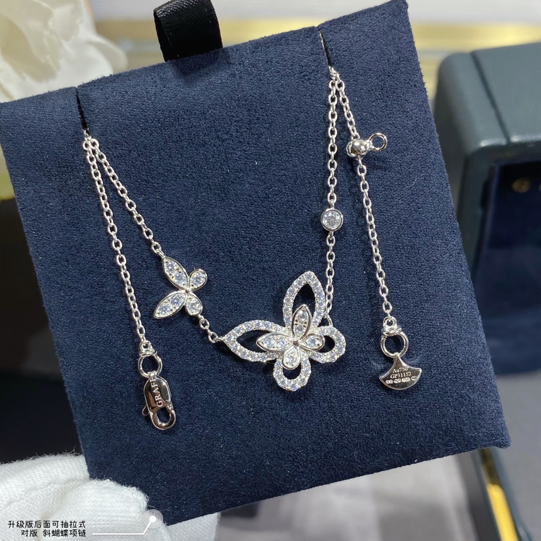 合金项链 简约 经典 格双蝴蝶项链