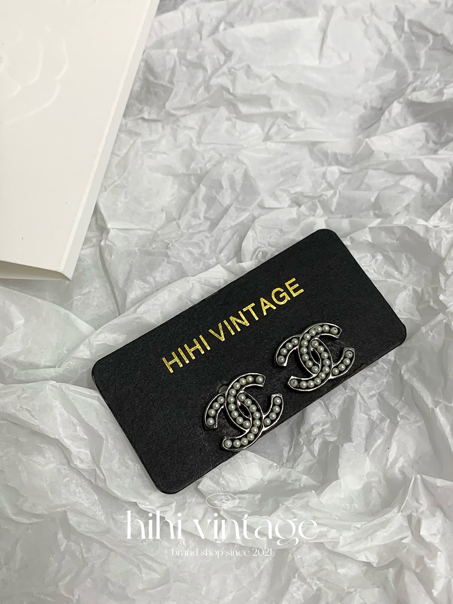 95新 Chanel/香奈儿 Chanel 14S 珍珠双C耳钉/13459357