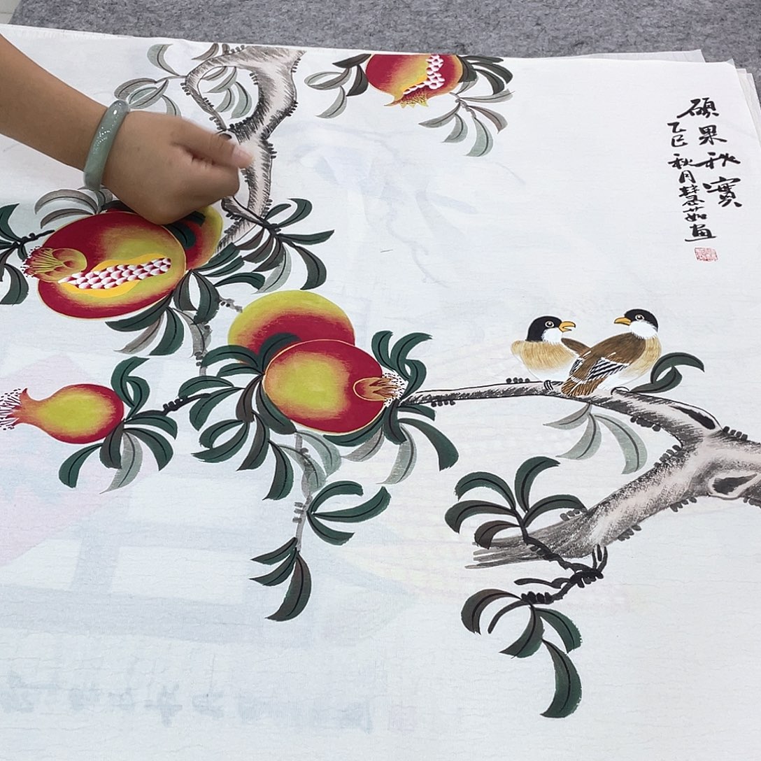 国画纯手绘的花鸟山水