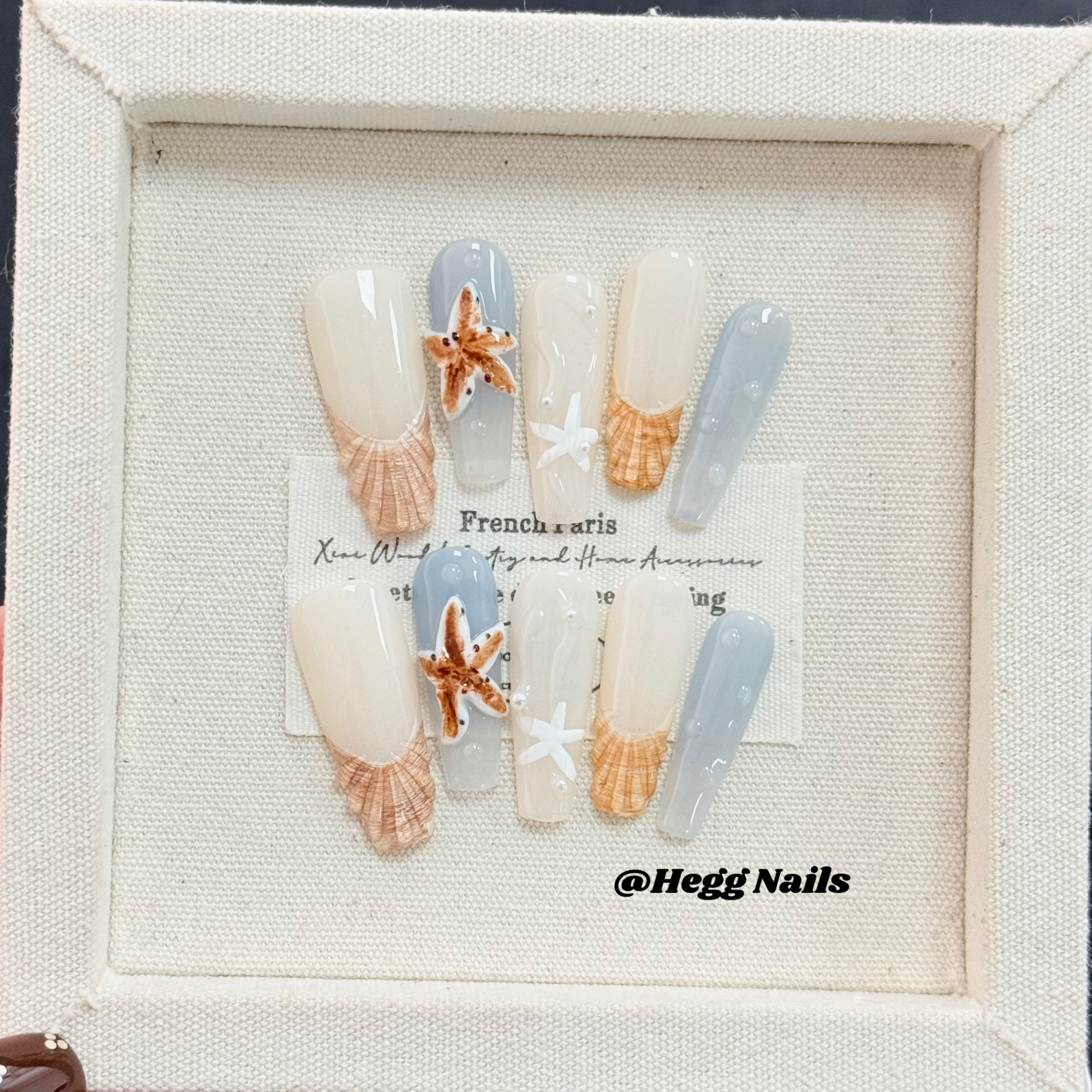 【海星派对】夏日海岛风格立体珍珠钻穿戴甲高级感美甲贴片