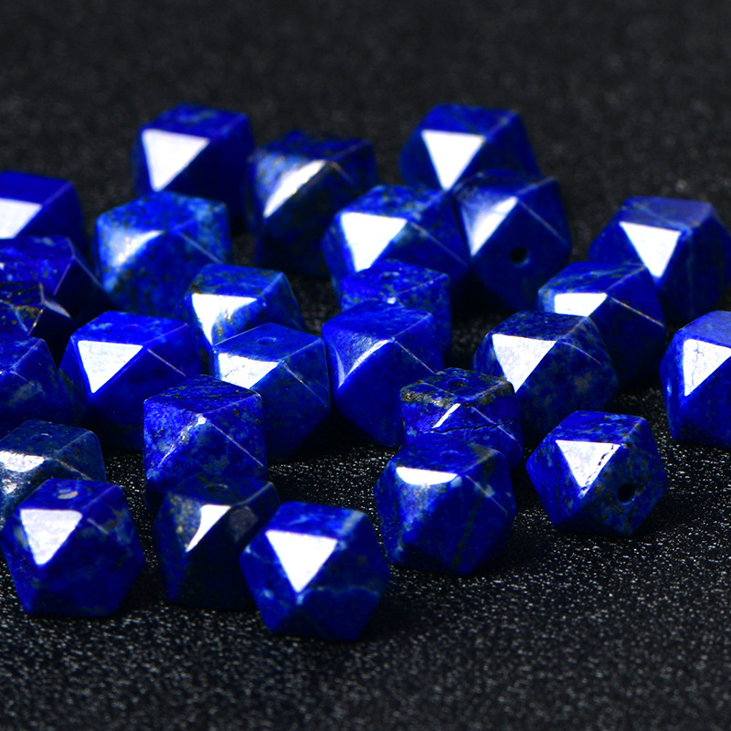 【1颗】9mm天然老矿料青金石唐八棱隔珠散珠diy配饰配珠