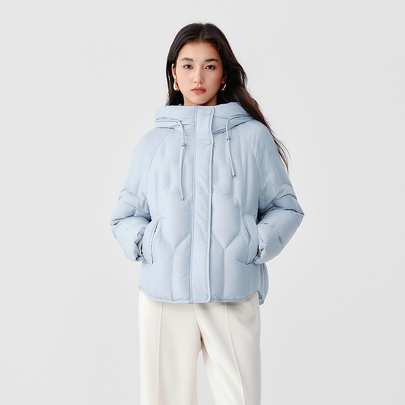 【花瓣羽绒】珂莱蒂尔2025冬新连帽绗缝休闲90鸭绒羽绒服外套女