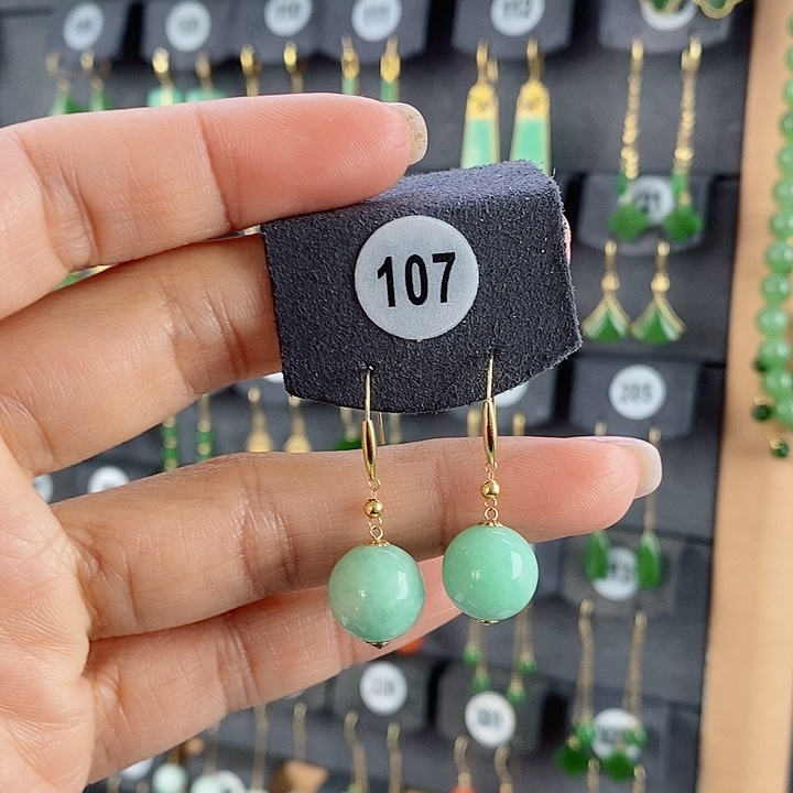 翡翠耳饰18K金镶嵌耳饰