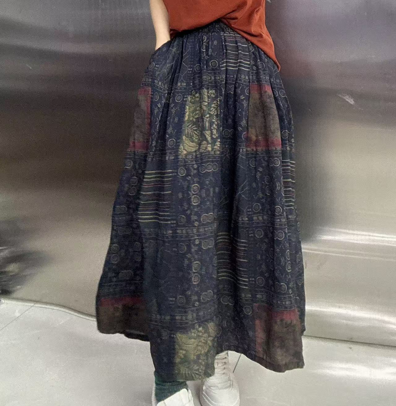 青花瓷百搭半身裙232420