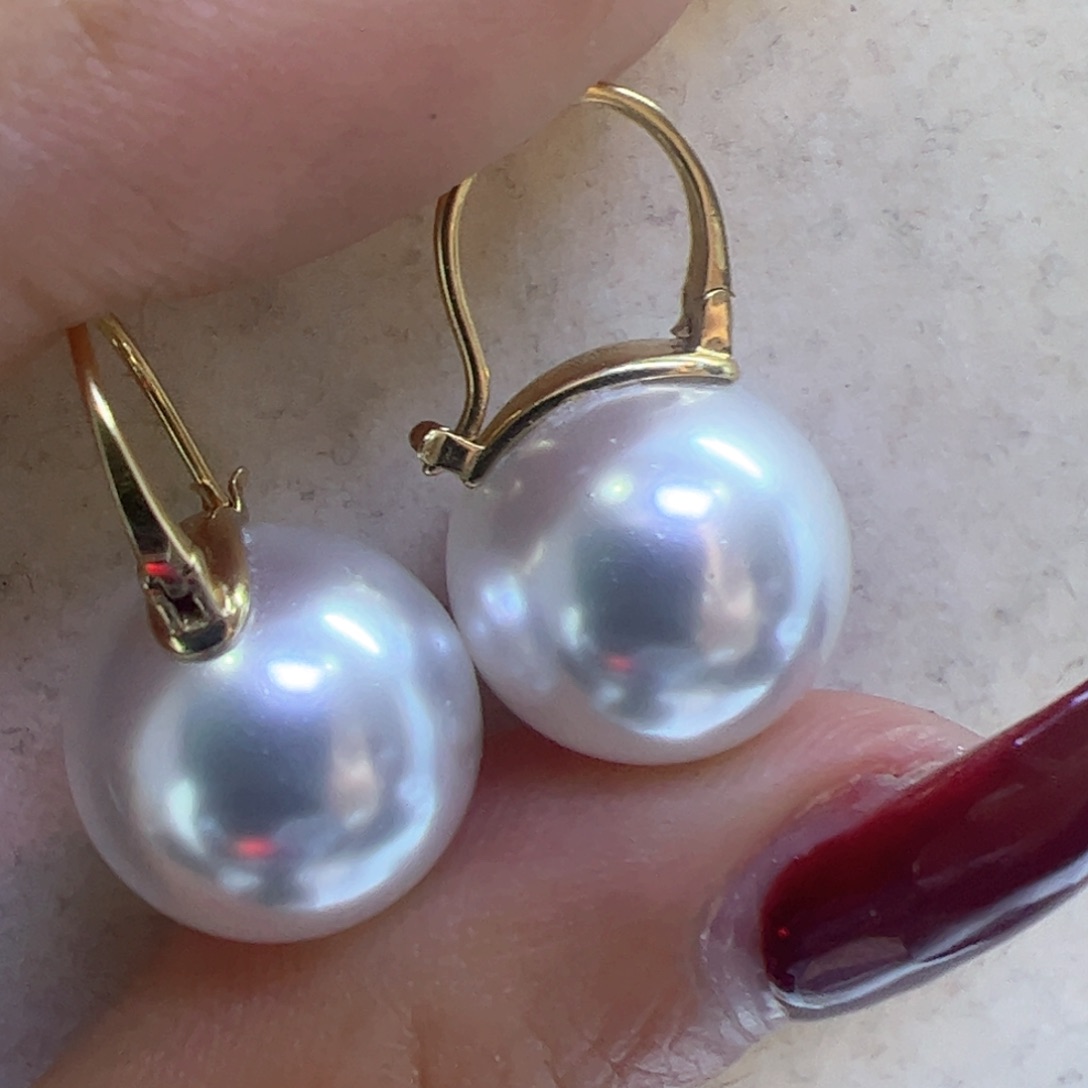 淡水珍珠耳饰18K金镶嵌