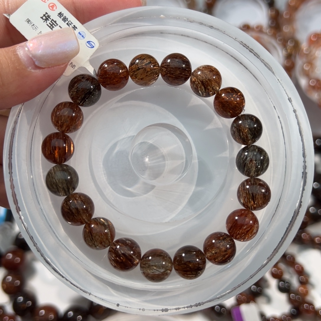 水晶手串未镶嵌黑金超七10 