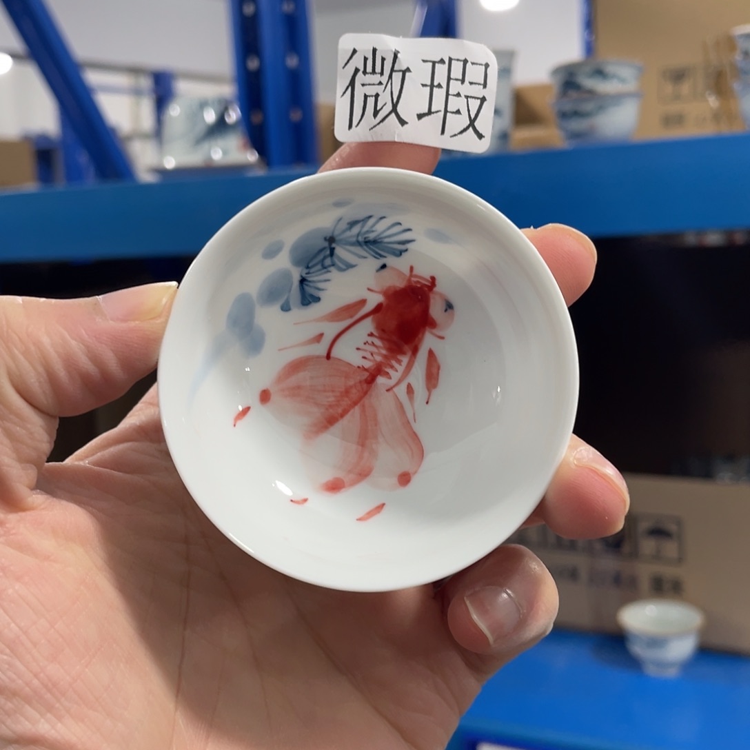 釉下手绘茶具微瑕