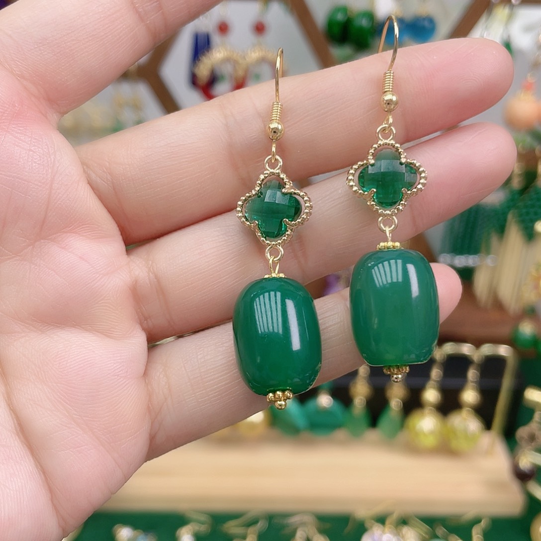 玛瑙/玉髓合金耳饰