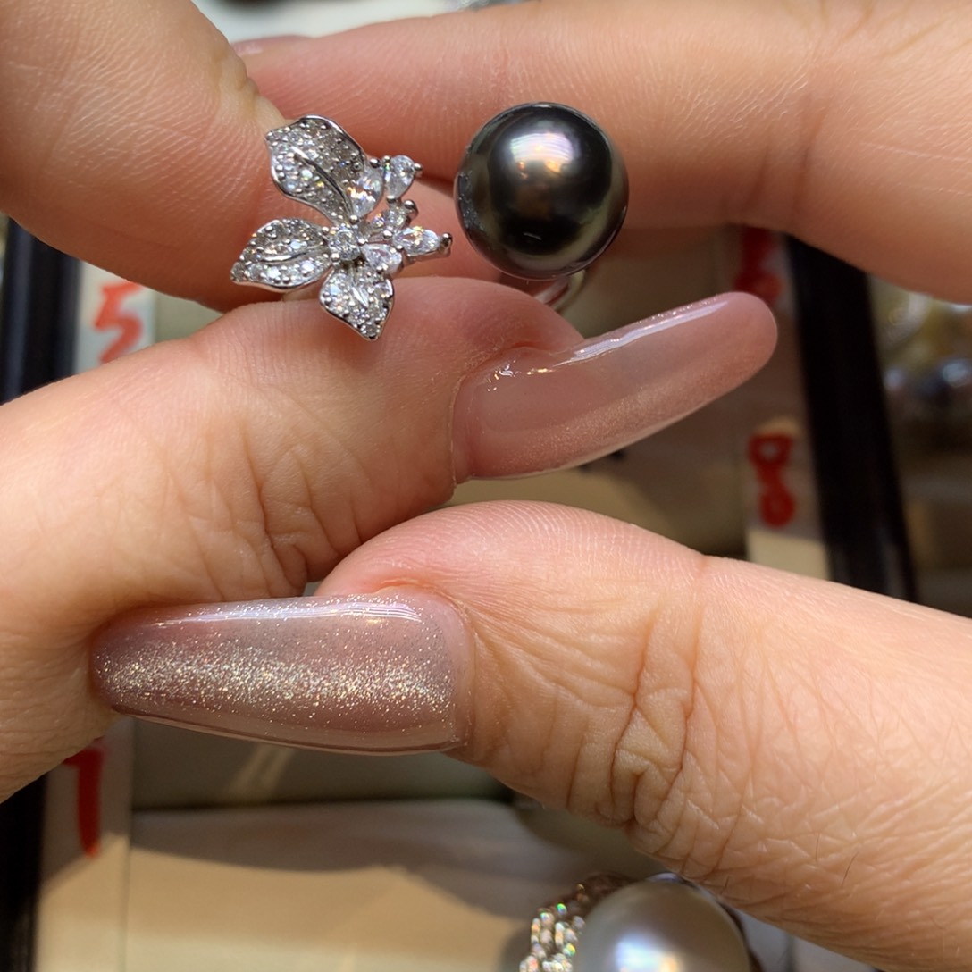 银S925镶嵌戒指海水珍珠