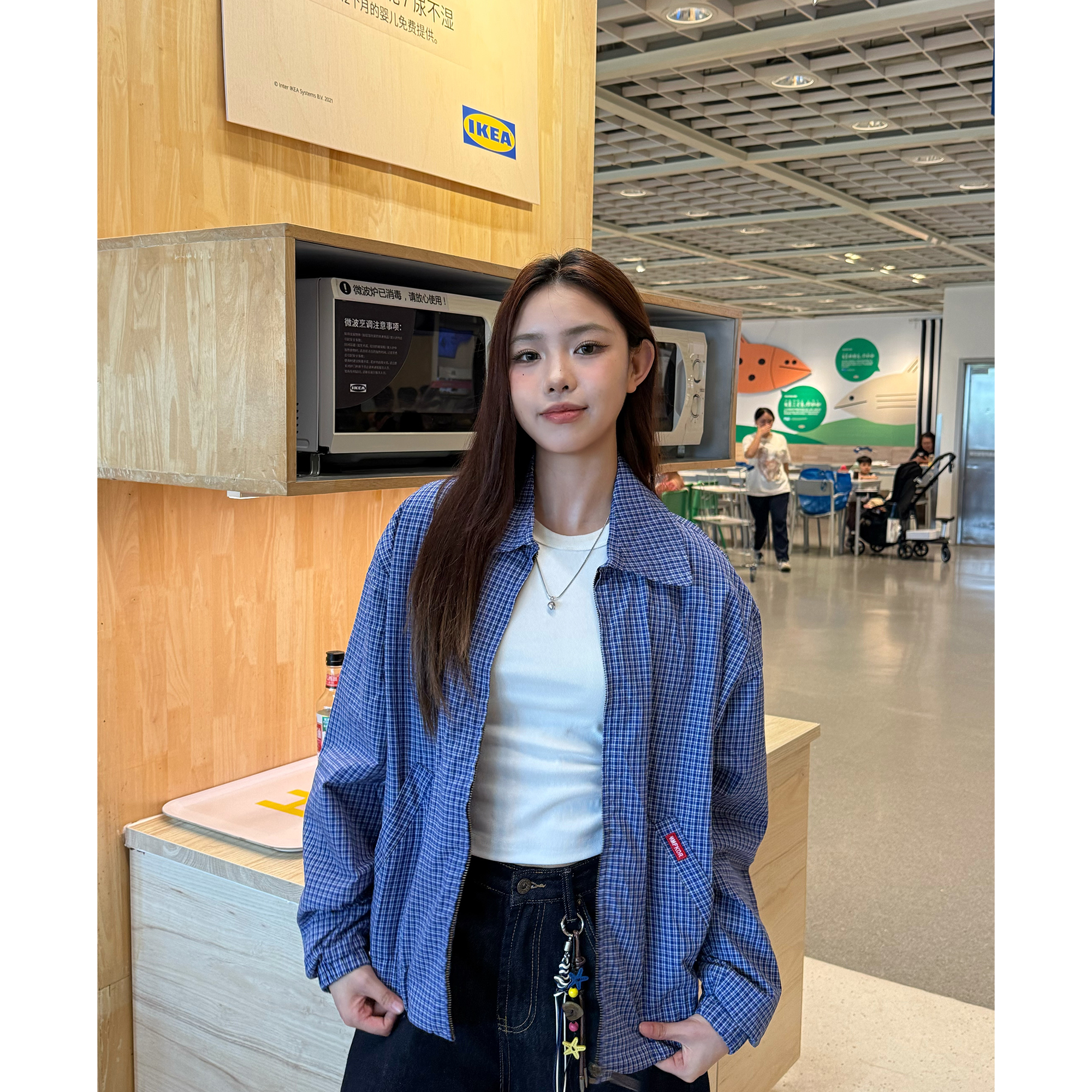 CBL菜不辣美式复古休闲街头男女宽松格子衬衫夹克外套薄款春秋