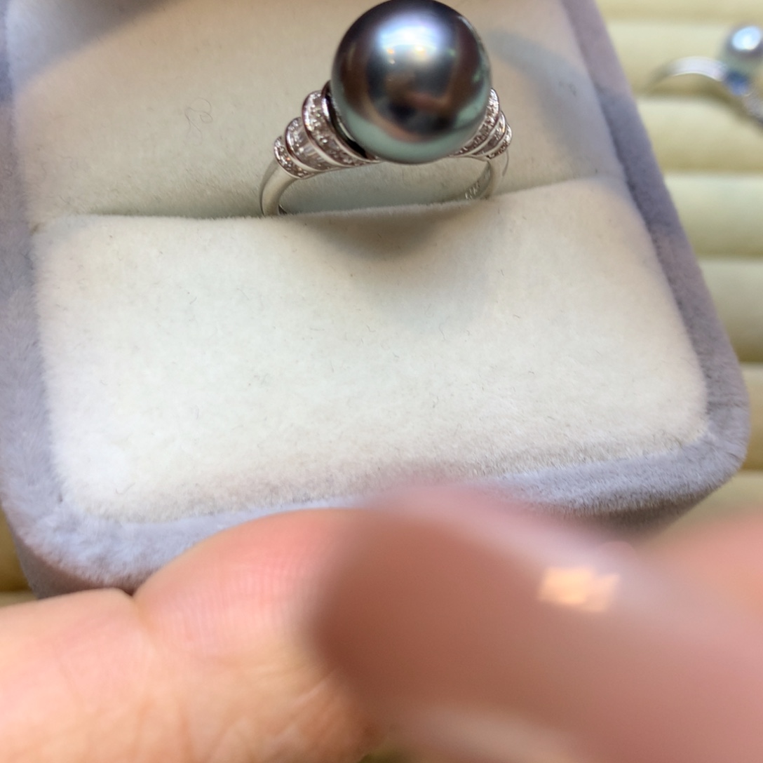 银S925镶嵌戒指海水珍珠