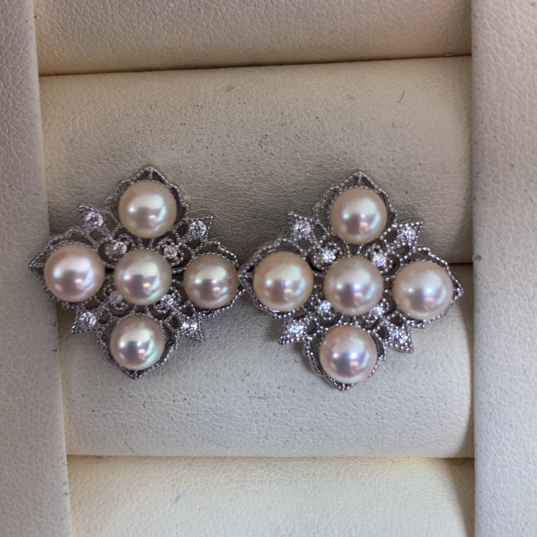 海水珍珠耳饰银S925镶嵌