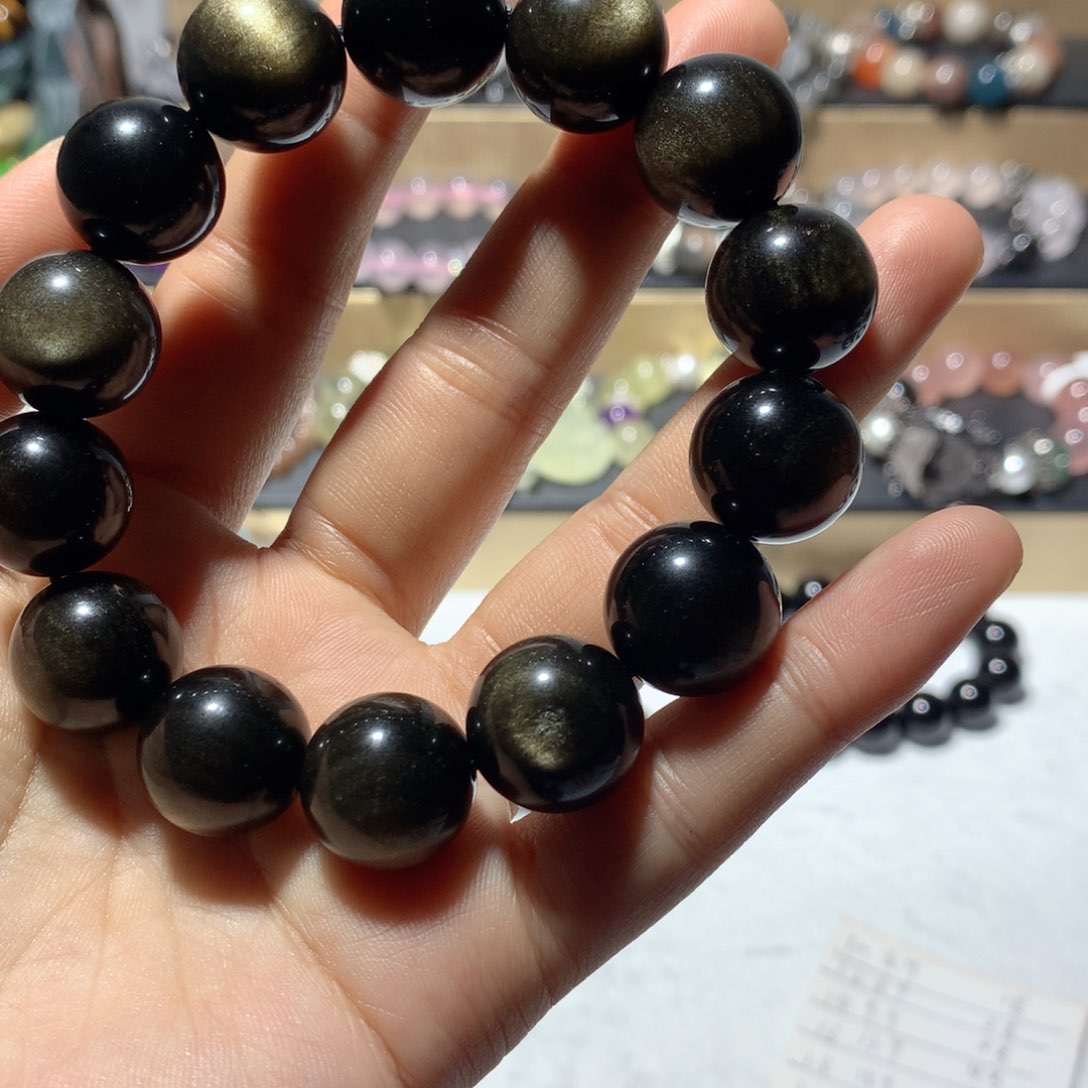黑曜岩手串未镶嵌
