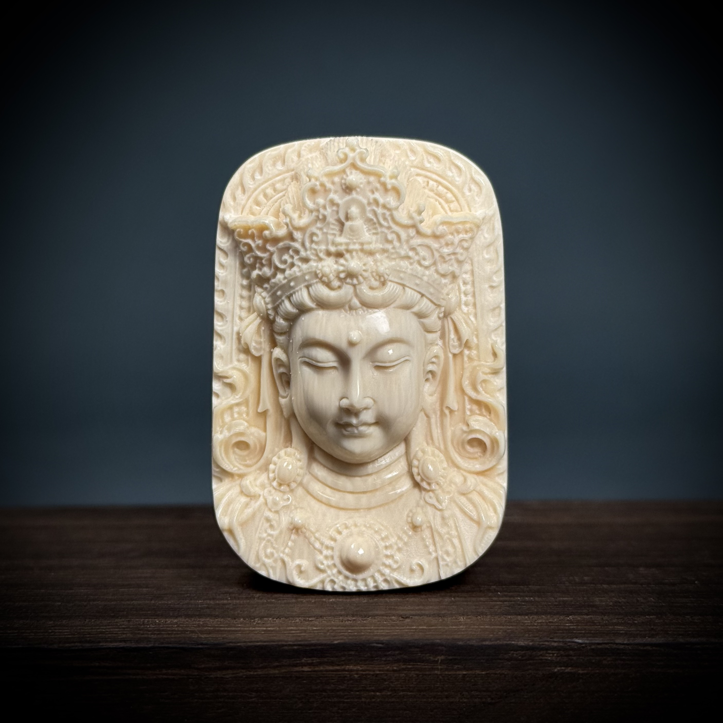 H27-92天然猛犸牙 众宝观音 34.5*51*14mm支持复检假一罚十