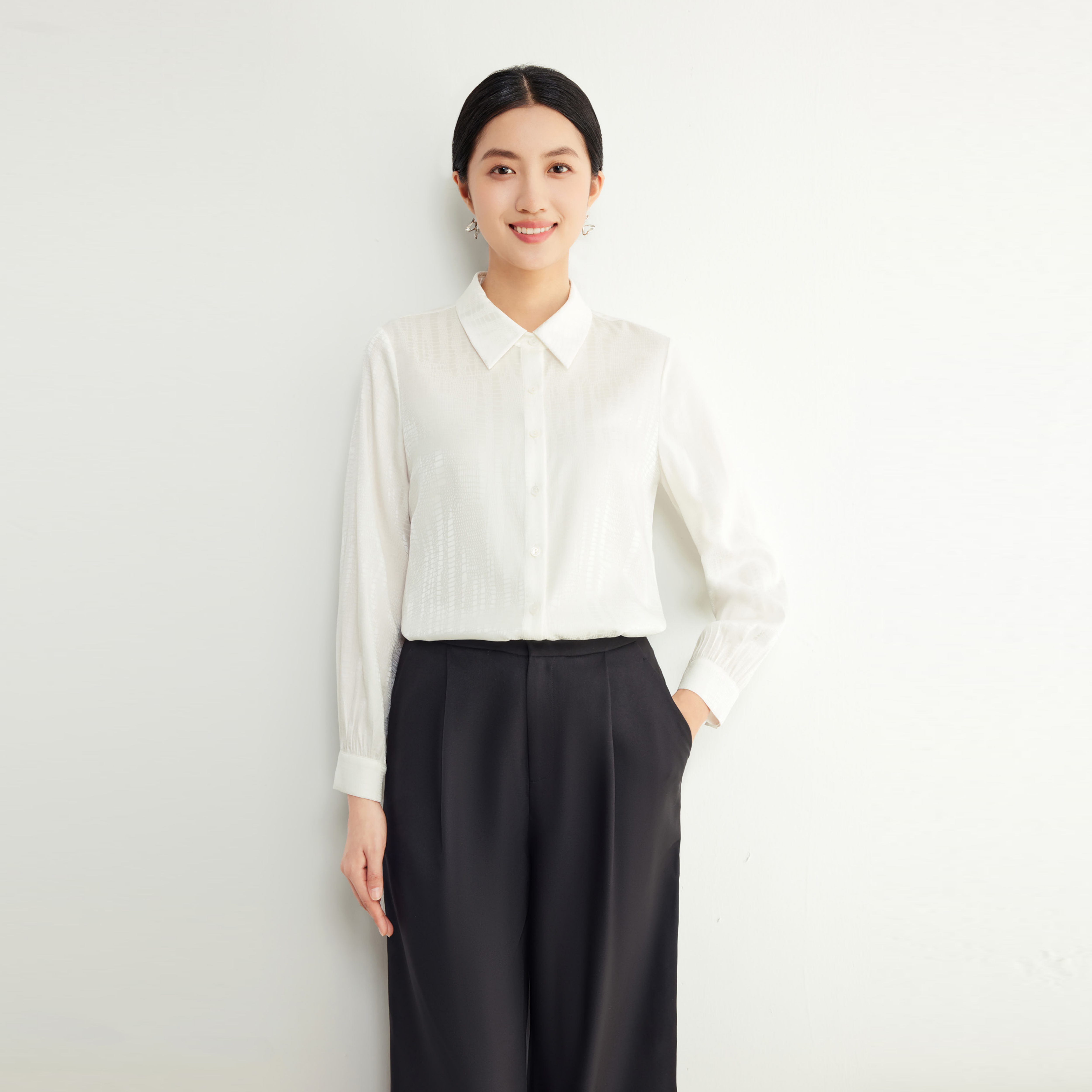【高定桑蚕丝】2025年新款桑蚕丝长袖衬衫贵气高品质女装8290