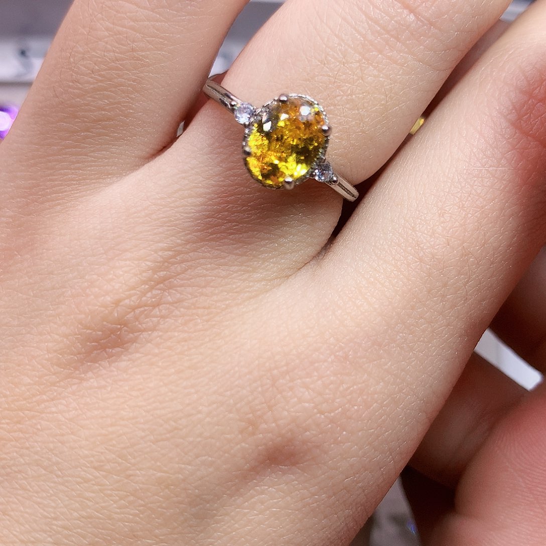 戒指银S925镶嵌碧玺