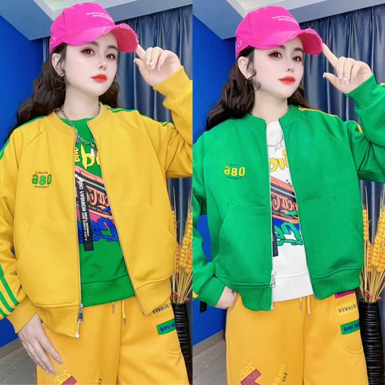 8580韩版休闲时尚棒球服宽松潮流运动拉链开衫春季女短外套