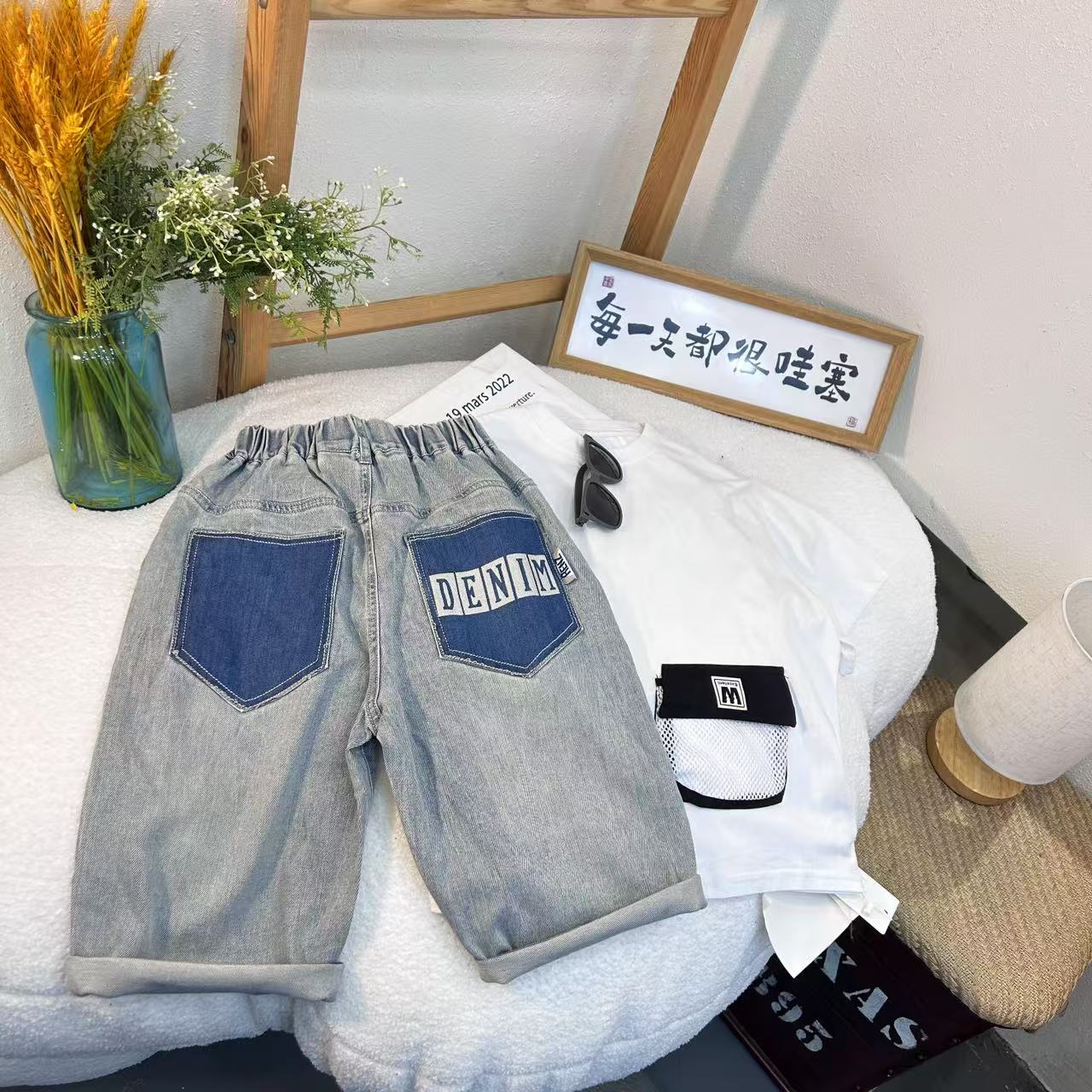 ZK-827夏季扎染 中裤 男童 休闲时尚裤子 儿童夏款l百搭薄款