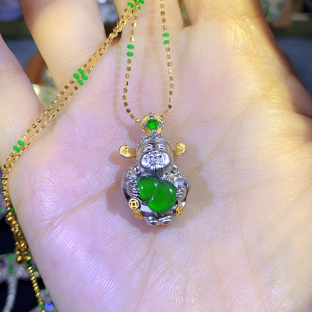 吊坠(不含链)银S925镶嵌翡翠