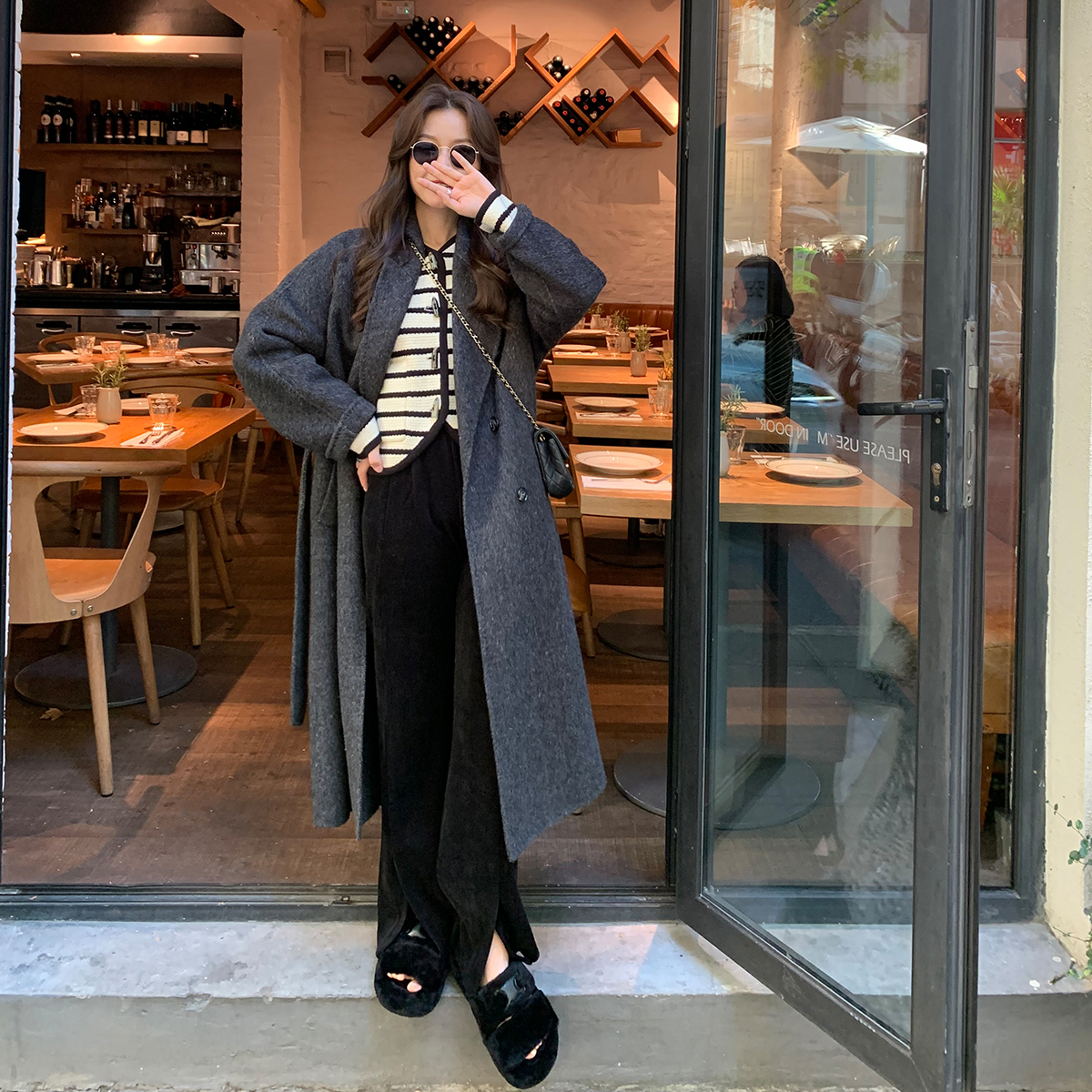 特价~高腰休闲裤慵懒舒适喇叭裤设计感百搭拖地裤