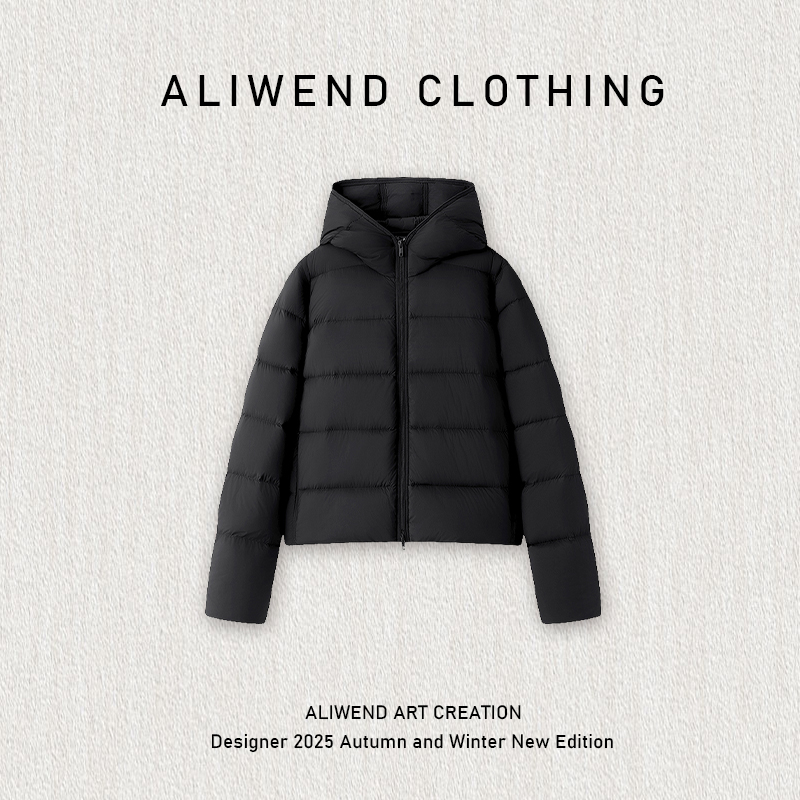 【商场正品同款】新款潮牌女装简约轻薄连帽短款排骨羽绒服-251117