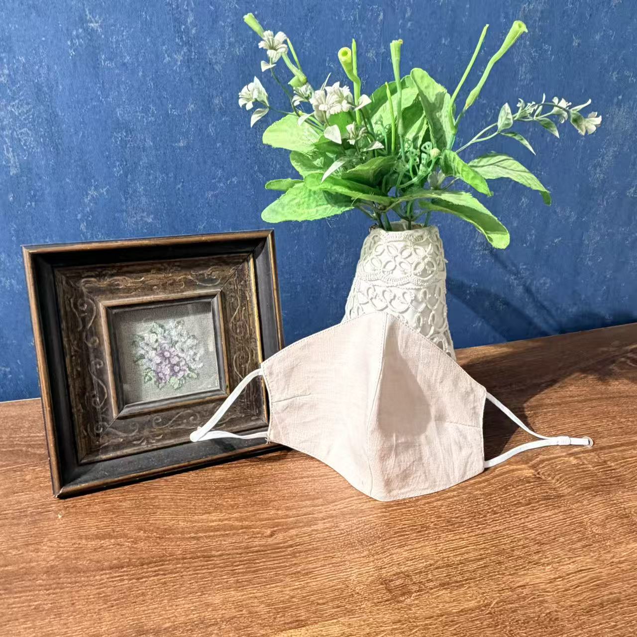 K018【玫瑰汉麻】浅粉色双面可用口罩一只